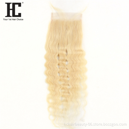 New Arrival 613 Blonde Bundles With Lace Frontal Closure Brazilian 613 Virgin Human Hair Loose Deep Wave Bundles With Closure